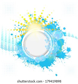 abstract sea and sun circles frame. Vector 