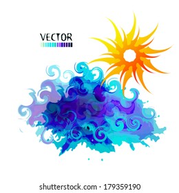 Abstract sea and sun. Vector