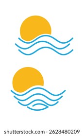 Mar Abstractas y Ilustración vectorial solar con dos Formas. Estilo moderno fresco y simple adecuado para un logotipo simple o celebración.
