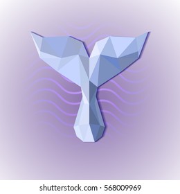 Abstract sea tail whale. origami paper length animal prints fashion