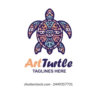 abstract sea turtle graphic art design concept. vector illustration turtle on a abstract vintage ornamental background