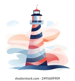 Abstract sea watch tower vector illustrations are isolated for print, wall art, 