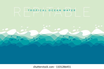 Abstract sea water waves pattern. Turquoise ocean motif for header, card, invitation, poster, cover and other web and print design projects.