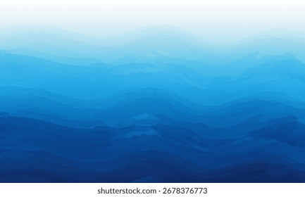 Abstractas Ilustración vectorial de fondo de onda marina con texturas de pincelada de acuarela en capas. Ideal para el medio ambiente marino, Branding, Presentación, redes sociales, diseño de impresión