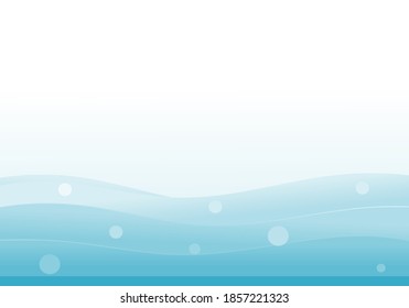 Abstract sea wave with bubble on pastel blue background vector illustration.