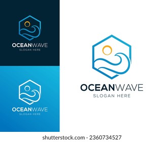 Resumen Ola marina, Océano, ilustración vectorial de diseño de logotipo