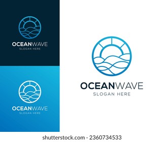 Resumen Ola marina, Océano, ilustración vectorial de diseño de logotipo