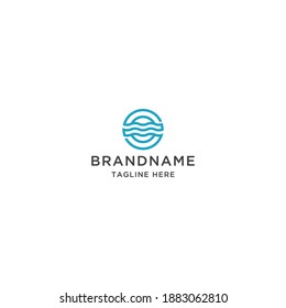 Abstract sea wave ocean minimalist logo icon design template vector