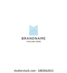 Abstract sea wave ocean minimalist logo icon design template vector