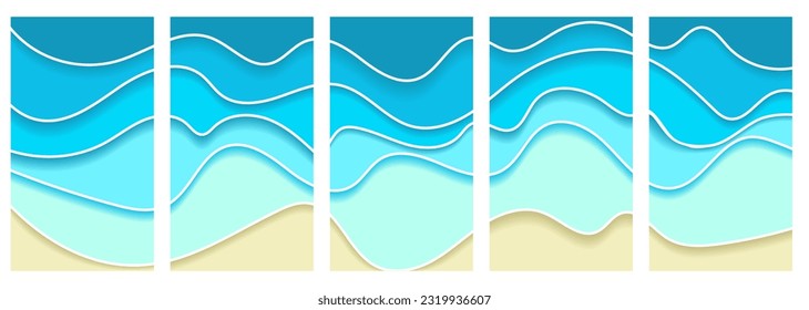 abstract sea wave set. summer vibes vector illustration