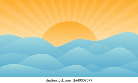 abstract sea wave sunset summer background vector