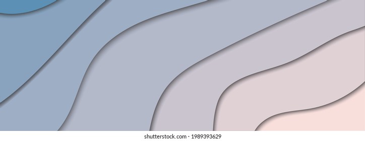 Abstract sea waves modern background with blue and pink color paper cut shapes.  3D abstract paper art illustration, design layout for business presentations, flyers, posters, prints, decoration.