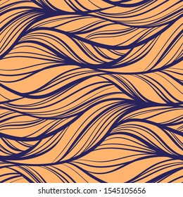Abstract sea waves seamless pattern. Monochrome wavy striped background. Endless backdrop. Vector illustration