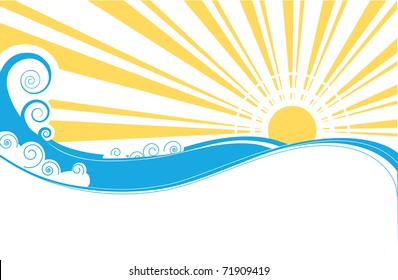 Abstract sea waves. Vector illustration of sea landscape