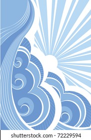 Abstract sea waves. Vector illustration of sea landscape