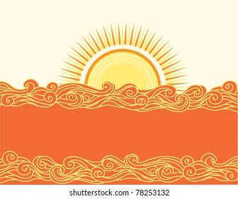 Abstract sea waves. Vector illustration of sea landscape