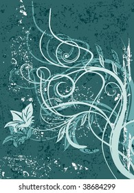 abstract seagreen texture background with floral pattern