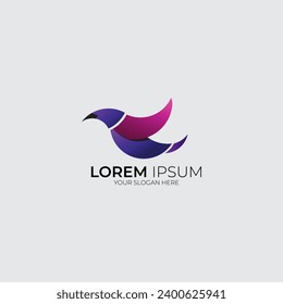 abstract seagull bird color gradient with modern style logo