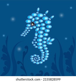 Abstract seahorse. Marine organism on a blue background. Vector illustration.