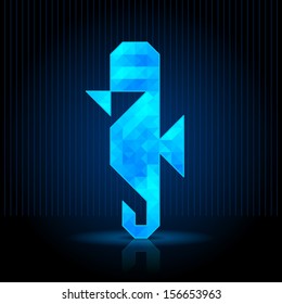 Abstract Seahorse on Dark Background. Polygonal Design
