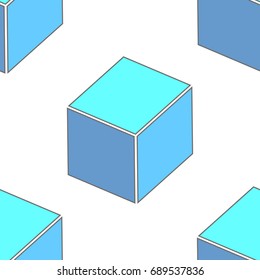 Abstract seamless 3d cubes pattern, vector background
