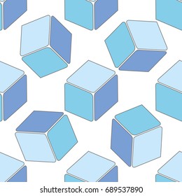 Abstract seamless 3d cubes pattern, vector background