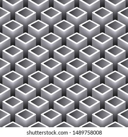 Abstract seamless 3D square pipes vector pattern background