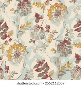 Abstract seamless allover floral chintz pattern design for Textile prints, wallpapers and other decorative projects