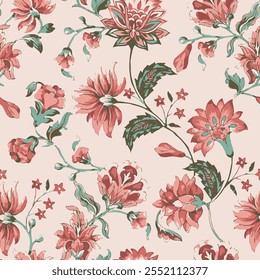 Abstract seamless allover floral chintz pattern design for Textile prints, wallpapers and other decorative projects