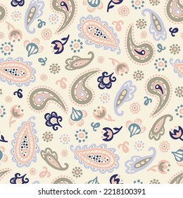 Abstract seamless almond paisley pattern. Simple irregular geometric design.