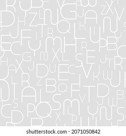 Resumen de un patrón de alfabeto sin fisuras con letras latinas elegantes. Gris e interminable fondo de moda. Puede ser utilizado como papel envoltorio, cubierta textil, papel pintado o para tu otro diseño e ideas