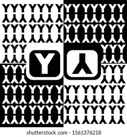 Abstract seamless alphabet patterns for paper, fashion textiles. Black and white background. Creative modern design with abstract elements.