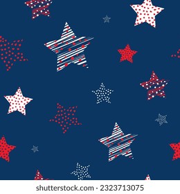 Abstract seamless American pattern. USA stars endless repeat print for sport textile, fashion clothes, wrapping paper.