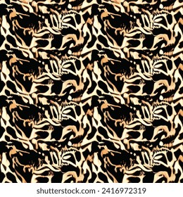 Abstract seamless animal pattern, Mammals Fur. print skins. Predators Camouflage. Cheetah Giraffe Zebra Leopard Tiger Jaguar. Printable Background. Vector illustration