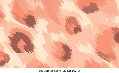 Abstract seamless animal print pattern with soft fuzzy brush strokes in warm peach, beige, and brown tones. Stylish fur-inspired texture suitable for fashion design, textiles, wallpapers, wrapping paper, and modern decorative backgrounds.