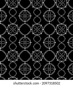 Abstract seamless Arabian cell pattern. Black and white endless twisting line ornament.
