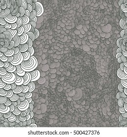 Abstract seamless astrakhan curl circles, drawn with curls vector texture. Wallpaper, backgrounds, decoration, fabric for your design.