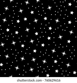Abstract seamless baby star pattern for girls, boys, clothes, sportswear. Creative vector background with stars and sky. Funny baby star wallpaper for textile and fabric. Fashion kids style.