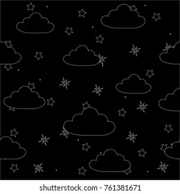 Abstract seamless baby star pattern for girls, boys, clothes, sportswear. Creative vector black background with stars and sky. Funny baby black star wallpaper for textile and fabric. Fashion kid style