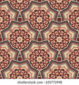 Abstract seamless backdrop. Design for prints, textile, decor, fabric. Round colorful texture in red and grey colors