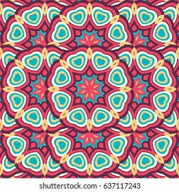Abstract seamless backdrop. Design for prints, textile, decor, fabric. Round colorful endless texture in violet, blue and pink colors