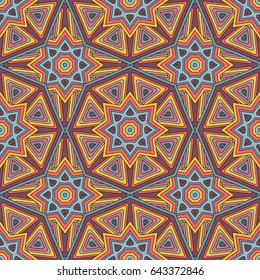 Abstract seamless backdrop. Design for prints, textile, decor, fabric. Round colorful endless texture in violet, rose, blue and yellow colors