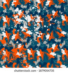 Abstract seamless backdrop with hand drawn chaotic shapes and lines