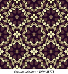 Abstract seamless backdrop. Round colorful texture in violet and beige colors. Mandala background