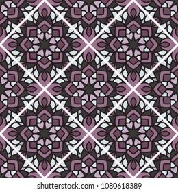 Abstract seamless backdrop. Round colorful texture in violet and blue colors. Mandala background. Tile pattern 