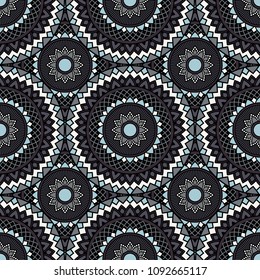Abstract seamless backdrop. Round colorful texture in dark violet, blue and gray colors. Mandala background. Oriental pattern for design