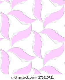 Abstract seamless background with 3D cut out of paper effect. Pattern with realistic shadow. Modern texture. Stylish backdrop.White colored paper floral pink flowers.