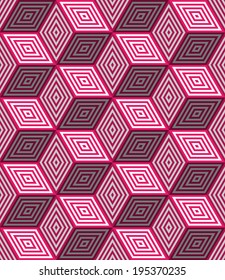 Abstract seamless background with 3d pink cubes with realistic shadow and ornament 