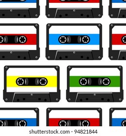 Abstract seamless background with audio cassette