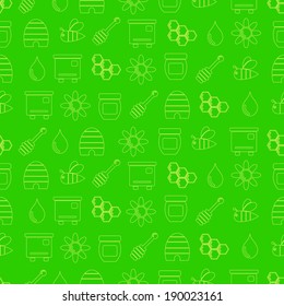 abstract seamless background with bees and of beekeeping attributes